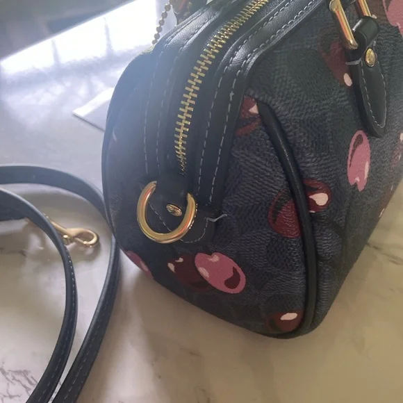 Coach Navy Cherries Mini Rowan Satchel NWT - Picture 2 of 10